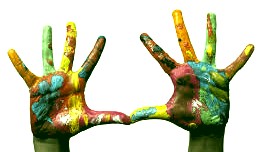  paint-covered hands 