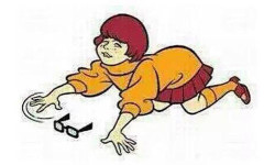  droppng eyeglasses and reaching for them blindly 